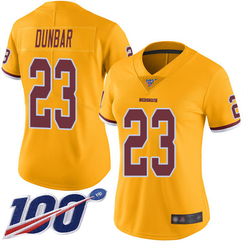 Washington Redskins Limited Gold Women Quinton Dunbar Jersey NFL Football 23 100th Season Rush